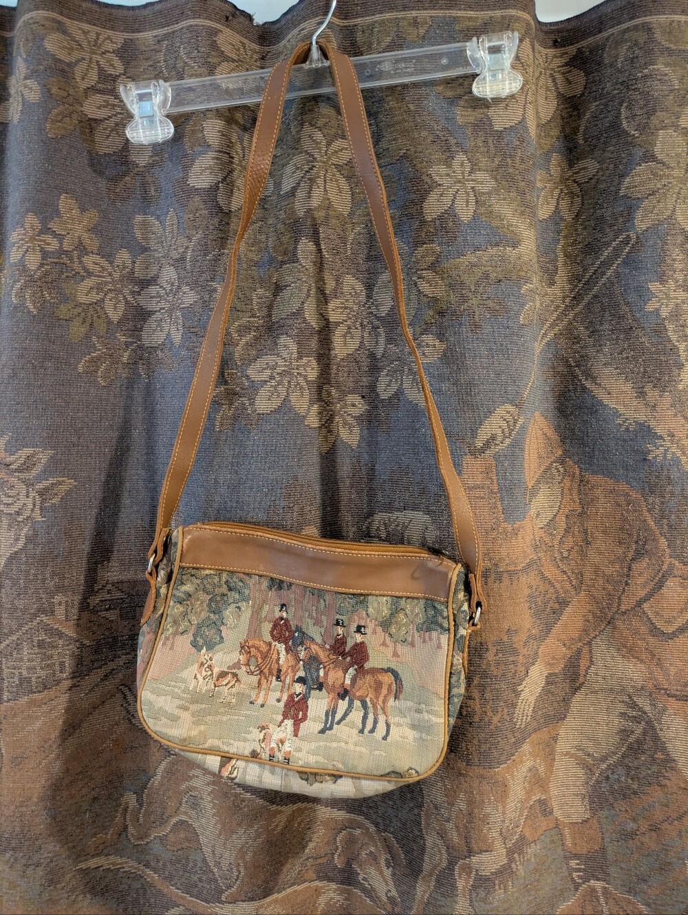 Vintage EQUESTRIAN Fox Hunting Tapestry Purse - Picture 3 of 5
